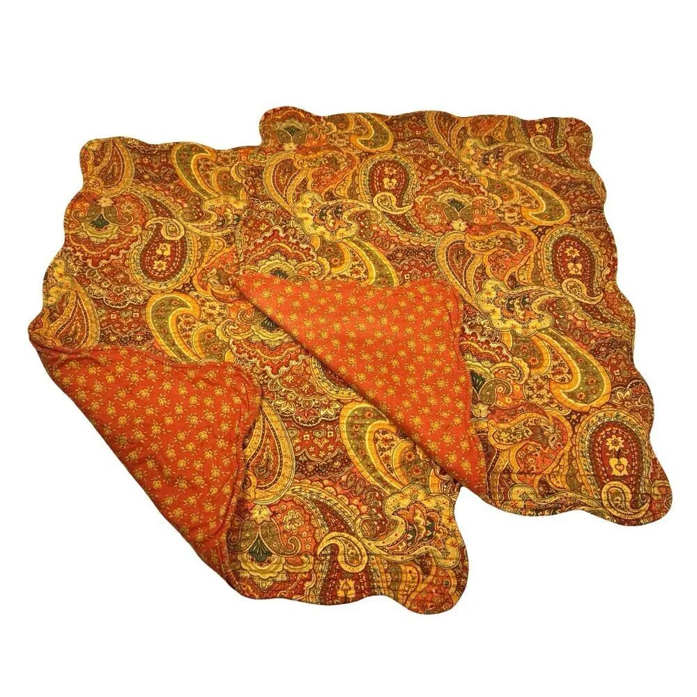 VTG Paisley Floral Quilted Pillow Shams 2 PCs Standard Cotton Cottage Farm